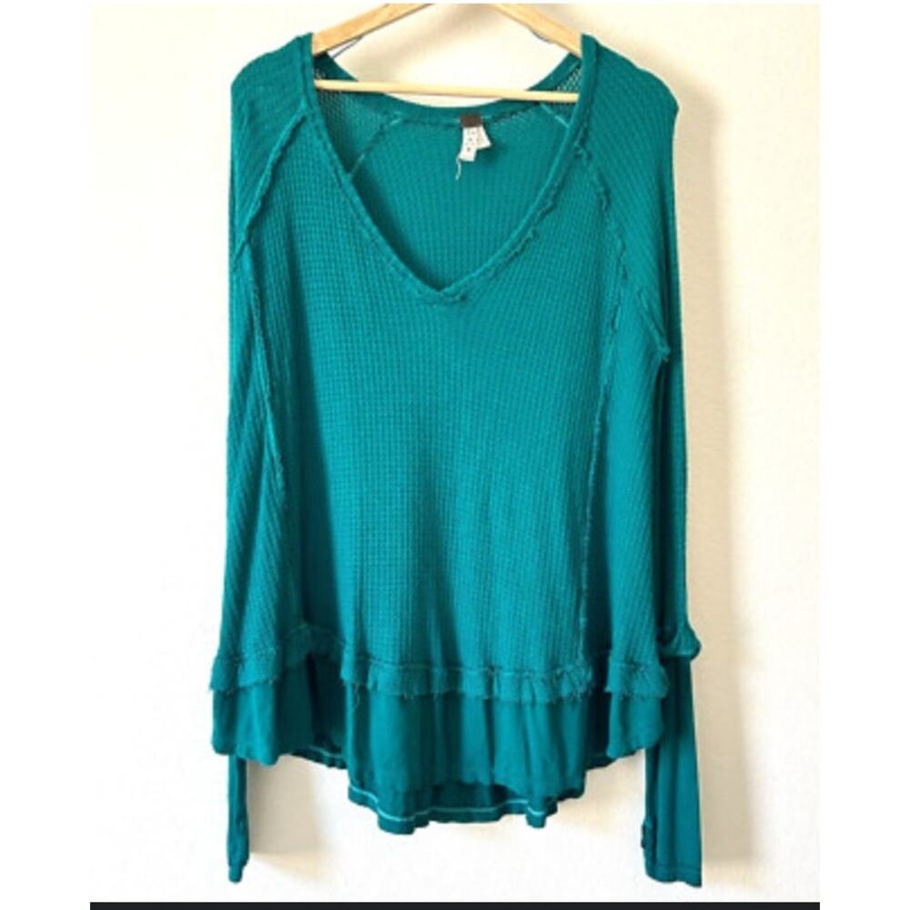 We the Free Free People Laguna Thermal Long Sleeve Top Teal XS